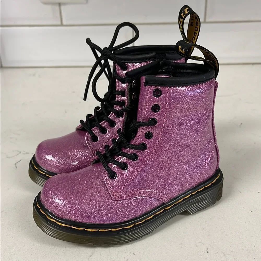 Dr. Martens 1460 8-Eye Glitter Boot - Little Kid / Toddler- Pink Size 7